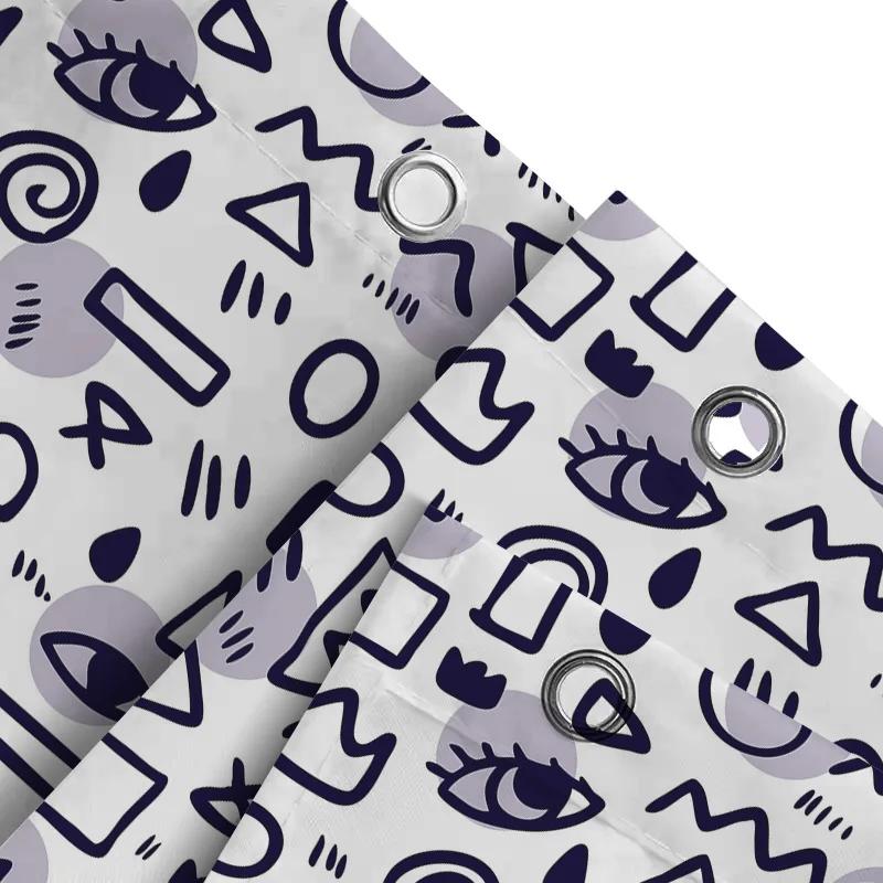 Modern Blue White Shower Curtain With Eye Pattern Decorative Fabric For Bathroom Taurusduan Home Decor Collection (Size69X72In)
