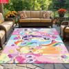Cute Cartoon Pony Area Rug, Colorful Fruit Theme Non-slip Mat, Decorative Carpet for Kids Girls Bedroom, Washable Home Gift