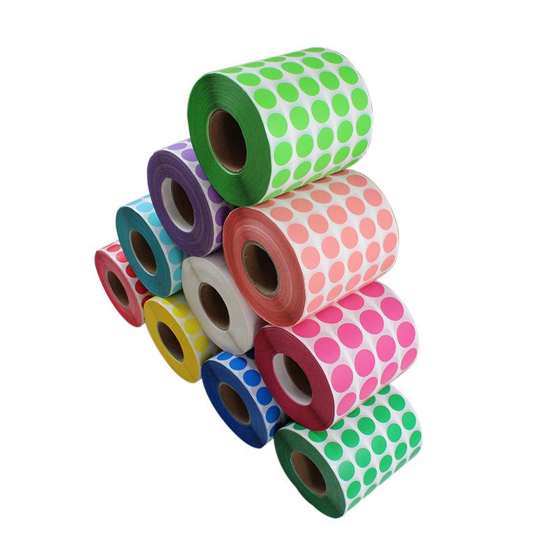 Round Self-Adhesive Numbered Code Stickers - Colored Dot Roll Labels for Sales Control and Monthly Tracking.