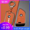 2025 Orange Leather Zinc Alloy Car Remote Key Case For BMW X1 X3 X4 X5 F15 X6 F16 G30 7 Series G11 F48 F39 520 525 f30 118i