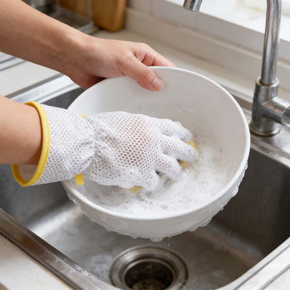 6PCS Waterproof Steel Wire Gloves Extended Design Cleaning Gloves Housekeeping Gloves  Pot Cleaning