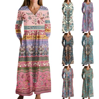 Rochie de Modă pentru Femei Primăvară Decolteu în V Rochie cu Mânecă Lungă