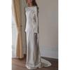 Women's Sexy Backless Mermaid Maxi Dress, Solid Color Round Neck Slim Fit Evening Gown for European American