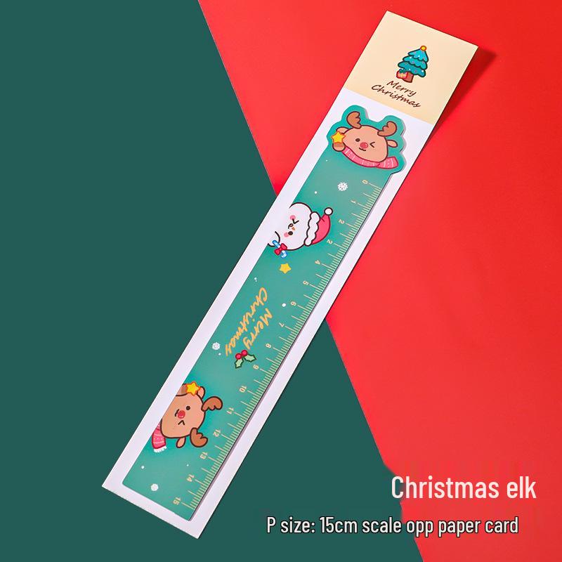 Cute Christmas Cartoon Magnetic Ruler - Soft Stationery Gift for Elementary Students