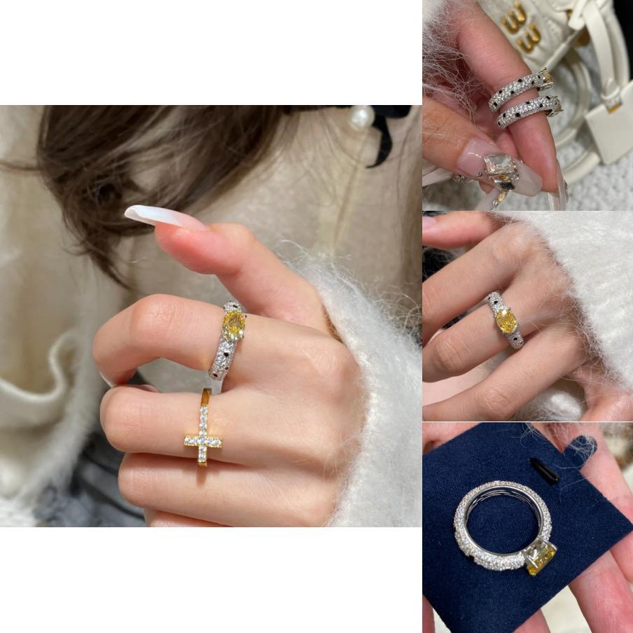 Stunning 2024 Summer Collection Womens Yellow Diamond Adjustable Ring Chic Fresh Style