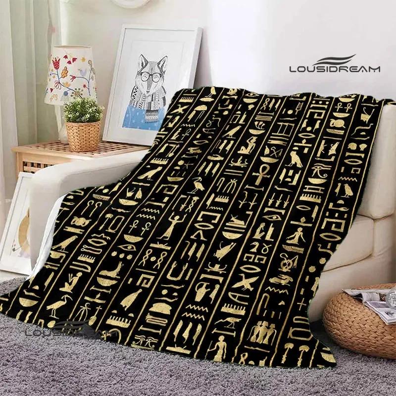 Egyptian Pictograph And Symbol Printing Blanket Fashion Warm Blankets Home Travel Soft And Comfortable Blanket Birthday Gift