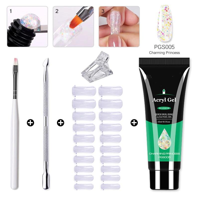 Poly-Nagel-Gel-Set, alles für die schnelle Verlängerung, Nagelmaniküre-Set, Gel-Nagelhautschieber, Fingerverlängerungsform, Nagel-Werkzeug-Set