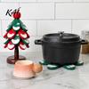 Wooden Trivets for Hot Pots Christmas Tree Trivets, Durable Pine Wood Potholders with Storage Stand, Insulated Serving Tray Heat Resistant Foldable