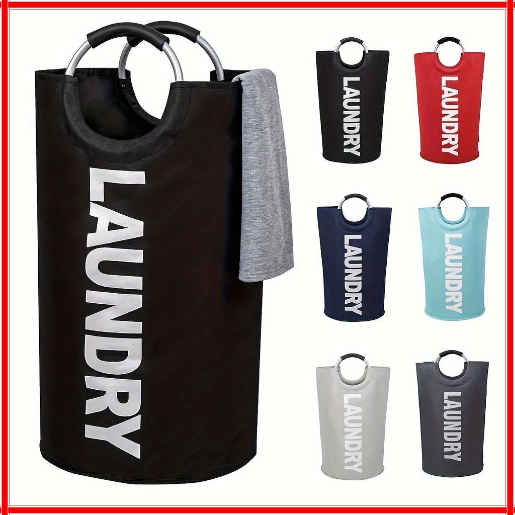 Large Capacity Laundry Basket Stylish Hamper with Soft Cushion Handle Foldable Multi-Purpose Storage for Bathroom Laundry Room