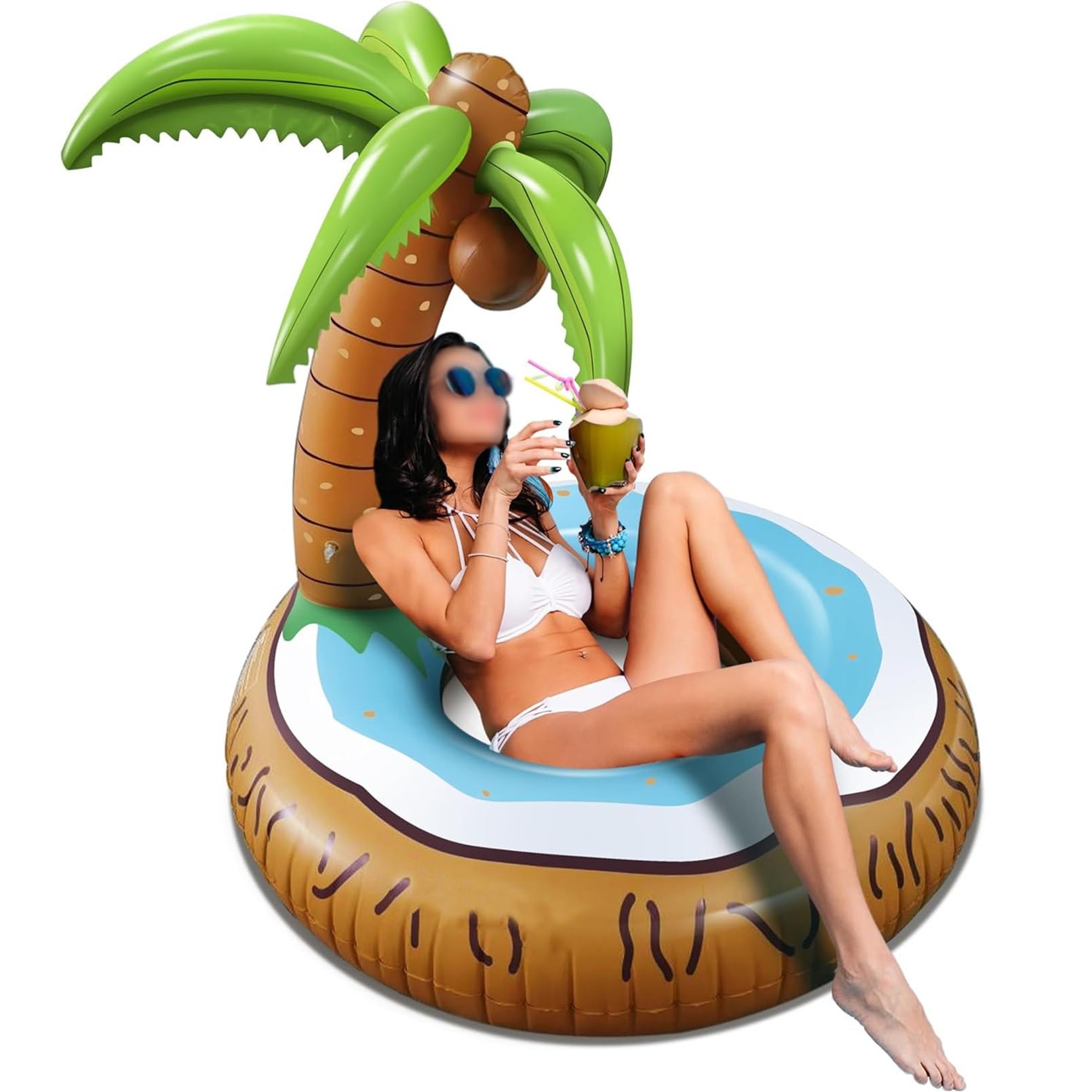 

CAWKAY Coconut Tree Palm Tree Float, Overwater Hammock, Tropical Float Bed for Water Play, Summer, Beach, and Pool