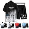 2Pcs/Set Casual Outfit Elastic Waistband Moisture Wicking Mid-rise Stylish Male T-shirt Shorts Activewear Streetwear