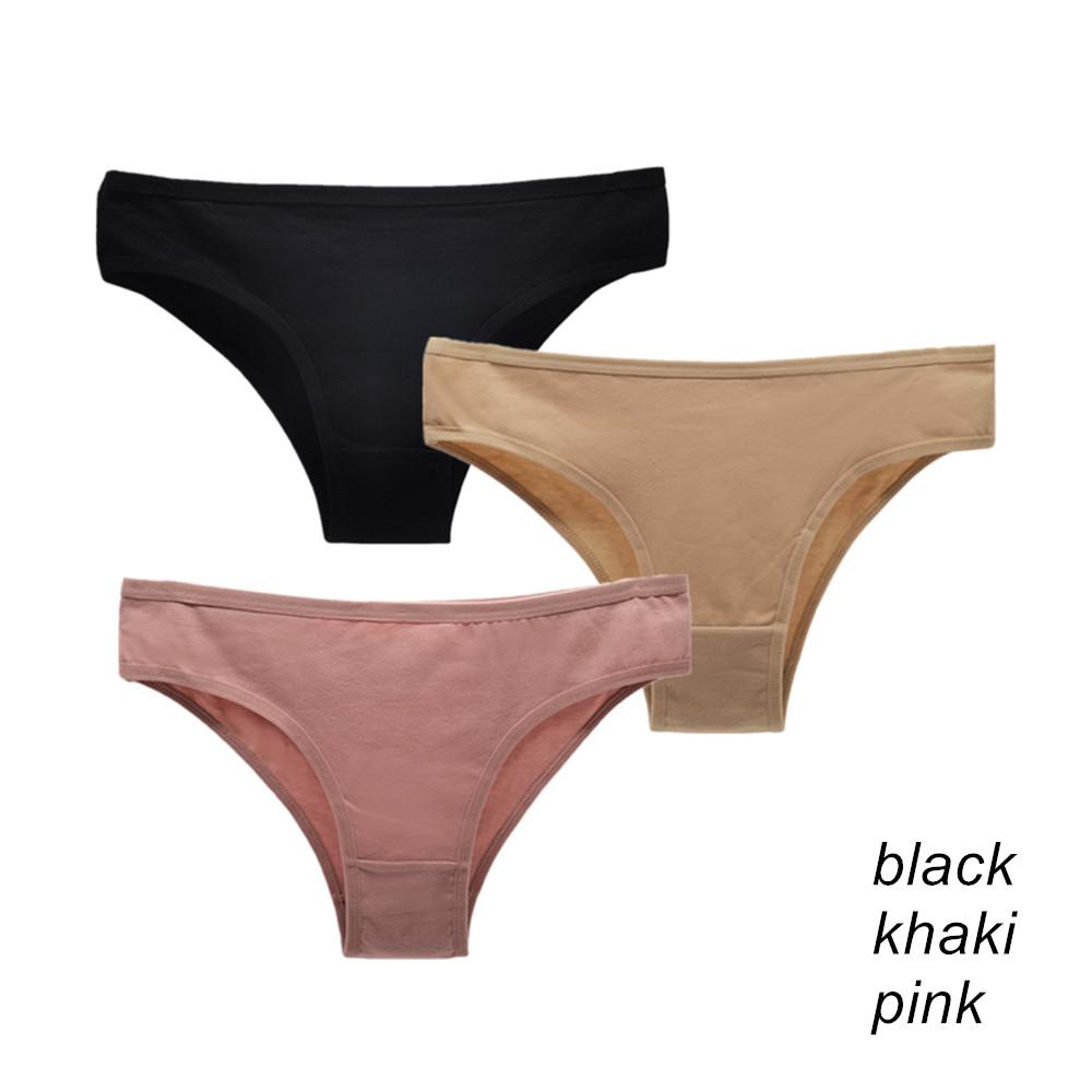 3Pcs/Lot Cotton Panties for Plus Size Women Low Rise Bikini Brief Girls Sexy Lingeries Solid Panty Female Intimate