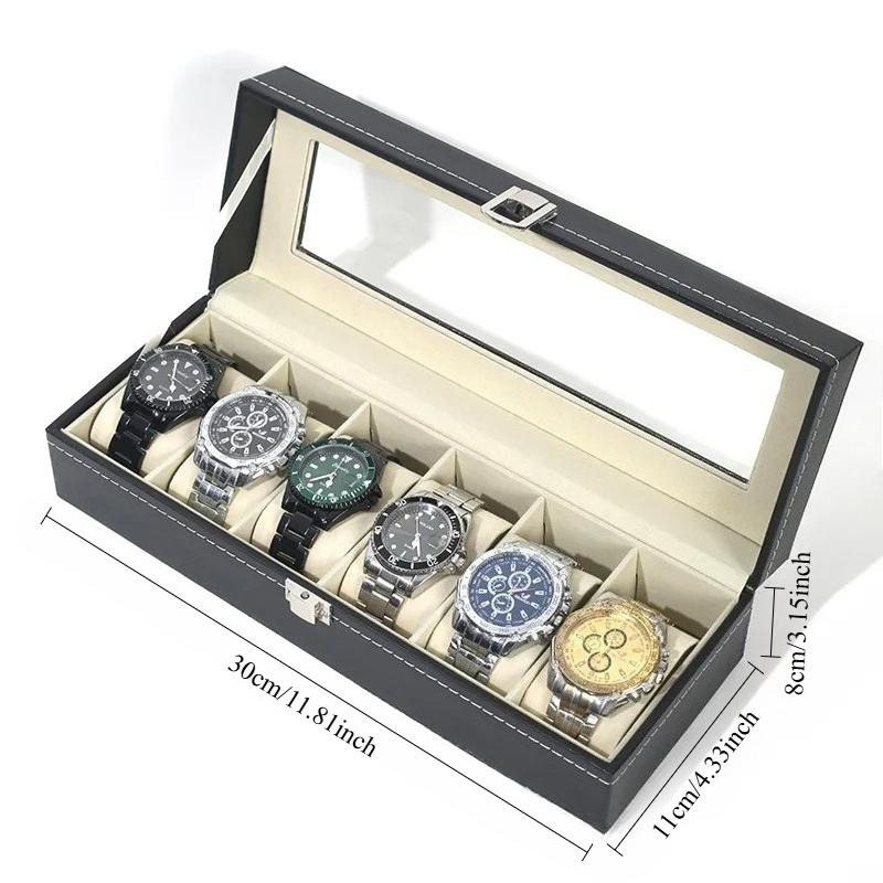 PU Leather Watch Storage Box, Watch Display Cabinet, Watch Storage Tray, with Multiple Compartments for Storage,Display Box Gift