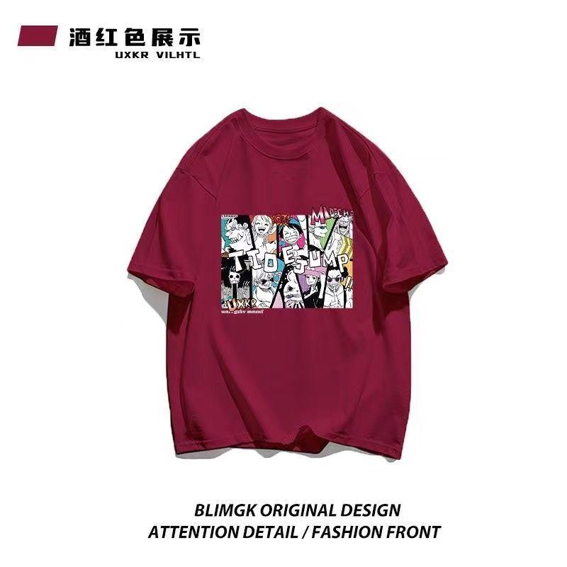 ONE PIECE Japanese Animation Pure Cotton Printed Shortsleeved Tshirt Summer Korean Unisexs and Womens Couple Tops Tide