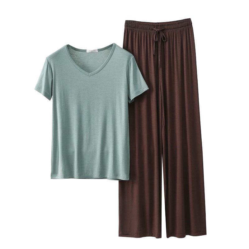 Women's Loose Casual Pajama Sets V-neck T-shirt and Pants