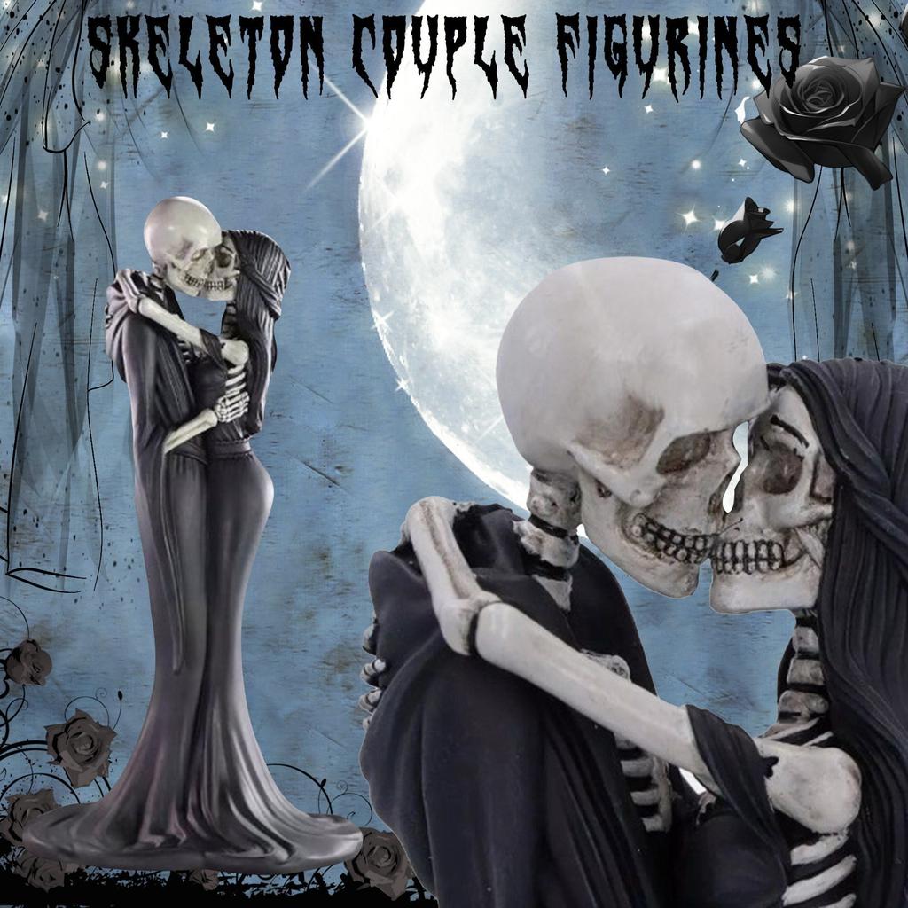 Halloween Couple Statues Skeleton Couple, Eternal, Resin, Unique Gothic Statues