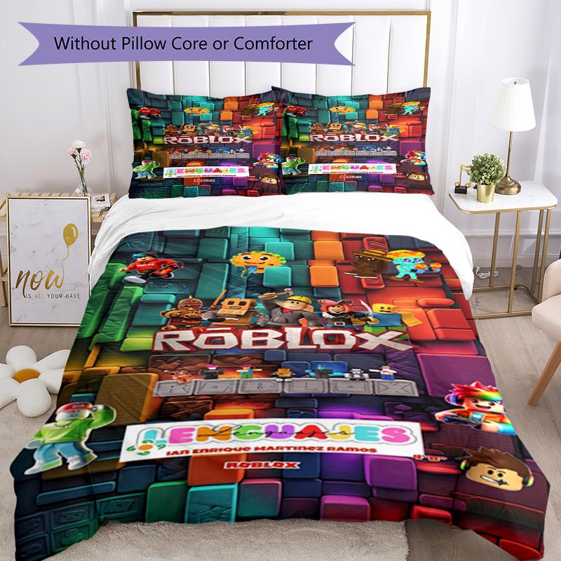 Ensemble de literie Roblox Housse de couette respirante avec taies d'oreiller Linge de lit décoratif pour chambre à coucher Décoration de maison Cadeau d'anniversaire