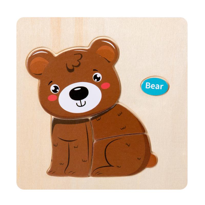 Children's 3D Wooden Animal & Transportation Shape Puzzle for Early Education