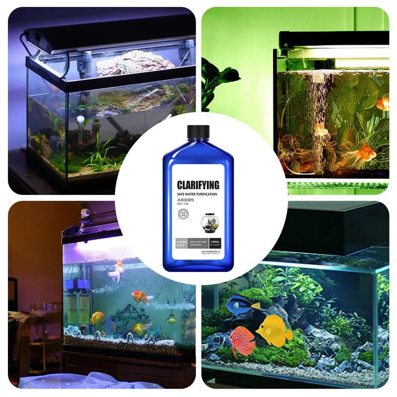 Rimuovi Alghe per Acquario 235ml Purificatore Acqua Pesci Sicuro Detergente Acqua Chiara Forniture Pulizia Acqua Stagno Alghe e Muschio Acquatici