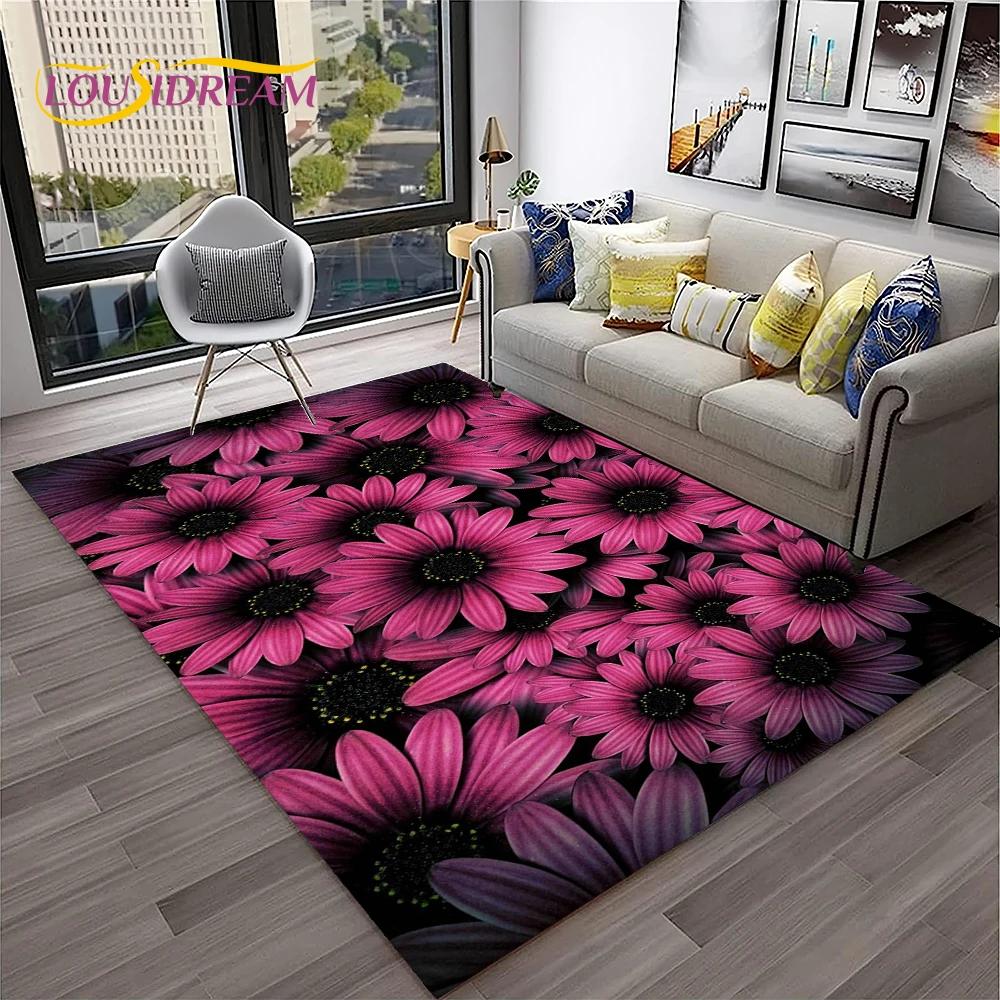 Daisy Nordic Sun Flowers  Carpet Rug for Home Living Room Bedroom Sofa Doormat Decor,kids Play Area Rug Floor Mat