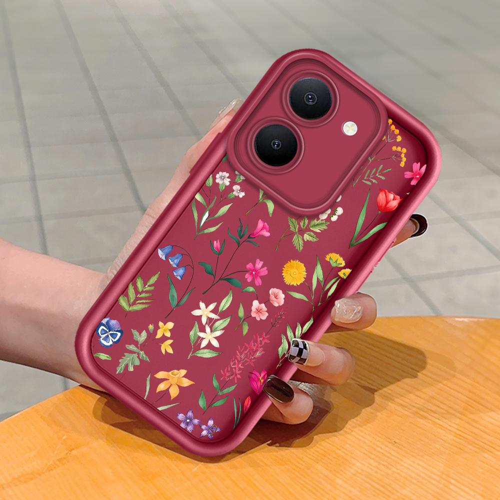 Soft Silicone Square Ladder Printing Pattern Phone Casing Full Cover Camera Shockproof Protection Rubber Case for Vivo
