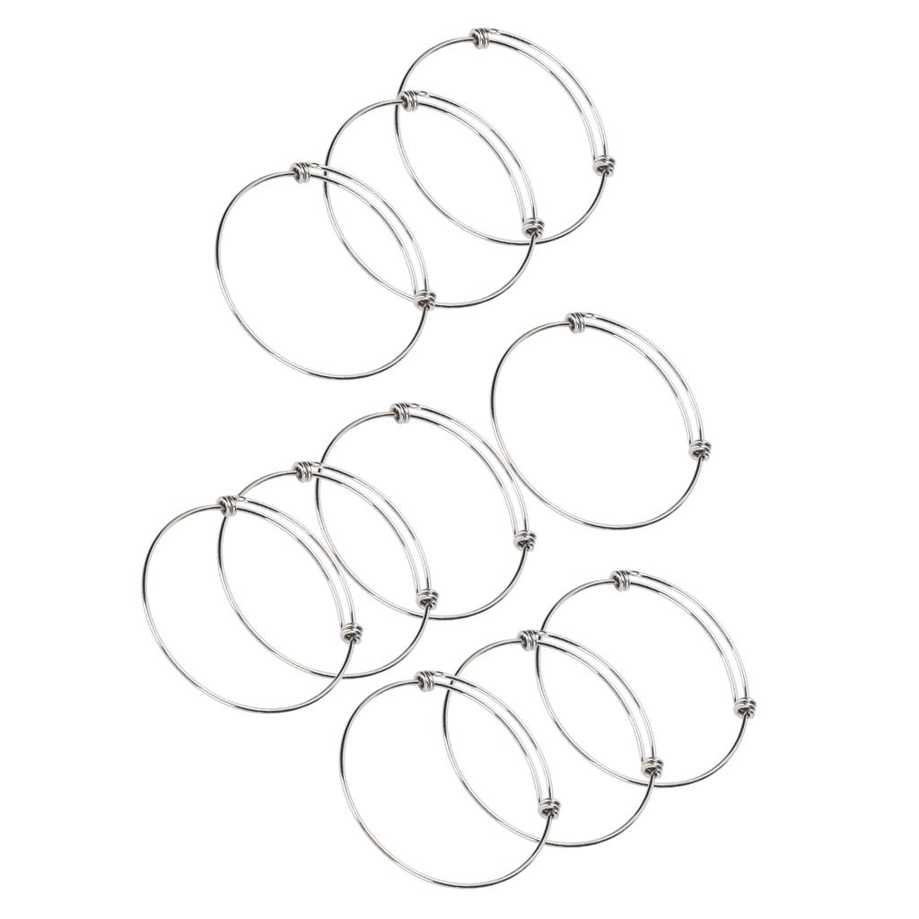 10Pcs Stainless Steel Bangle 1.6mm Adjustable Expandable Coil Bracelet DIY Accessories