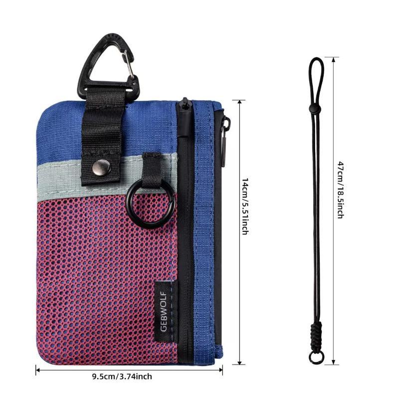 Small Minimalist Wallet For Women Men Rfid Blocking, Zipper Coin Pouch With Id Window And Keychain Travel Lanyard Wallet