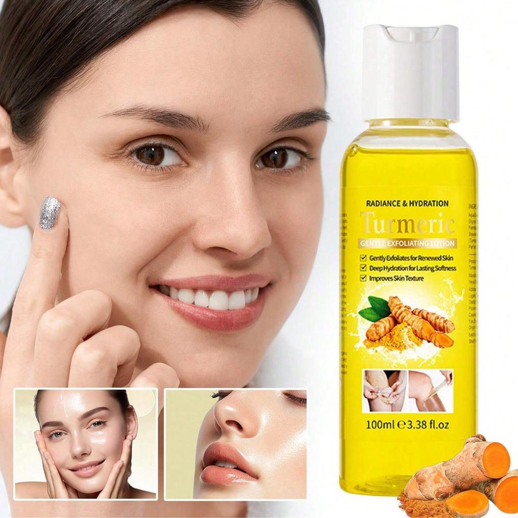 1 Bottle Turmeric Exfoliating Liquid, Gentle Body, Face & Knee Exfoliator, Skin Brightening Essence