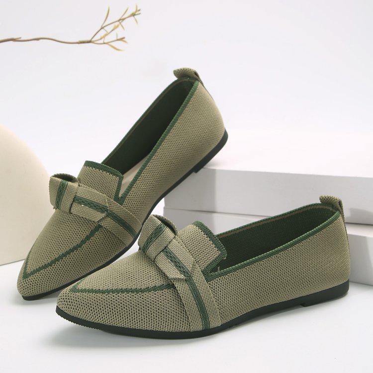 2024 Breathable Lightweight Slip-on Fashion Shoes with Bow, Pointed Toe, and Plus Size Options