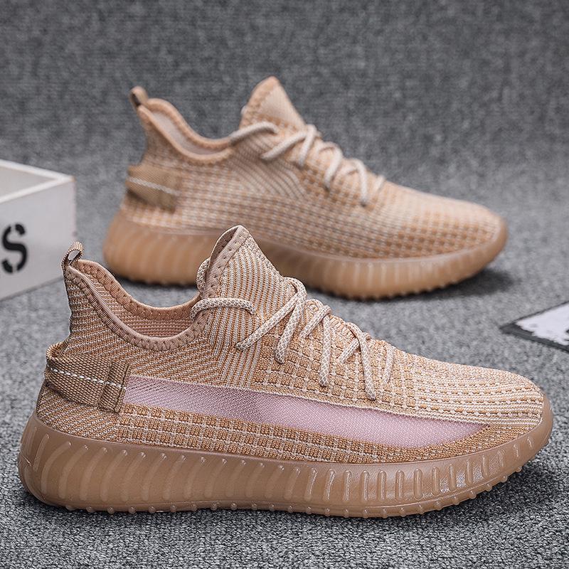 Men's Flyknit Mesh Breathable Casual Running Shoes with Jelly Sole