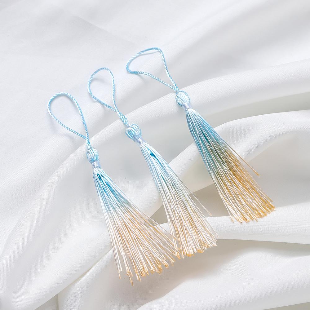 10Pcs Gradient Color 13cm Tassels Polyester Silk Tassel Fringe Crafts Jewelry for Diy Jewelry Making Pendant Decor Bookmark
