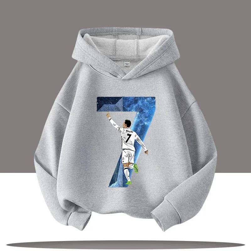 Haine noi de iarnă/toamnă Hanorac cu glugă pentru copii Ronaldo Tricou sport pentru băieți Imprimeu desen animat cu vedetă de fotbal Hanorace casual pentru copii