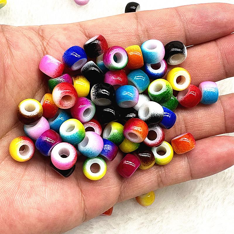 50pcs 6X9mm Big Hole Acrylic Beads Spacer Loose Beads for Jewelry Making DIY Handmade Bracelet Accessories