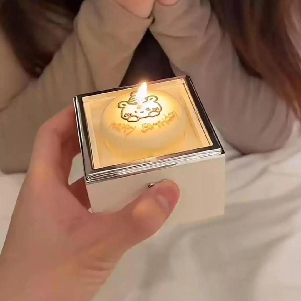 Rotating Jewelry Box, Little Bear Cake Ring Box, Pop Up Gift Box, Romantic Birthday Surprise Rotating Ring Box With Candles, Val