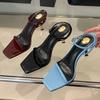 Fashion Footwear Square Toe Fashion Pumps Women Medium Heels Shoes Ankle Buckle Strap Female Shallow Ladies Thin Metal Heels Shoes