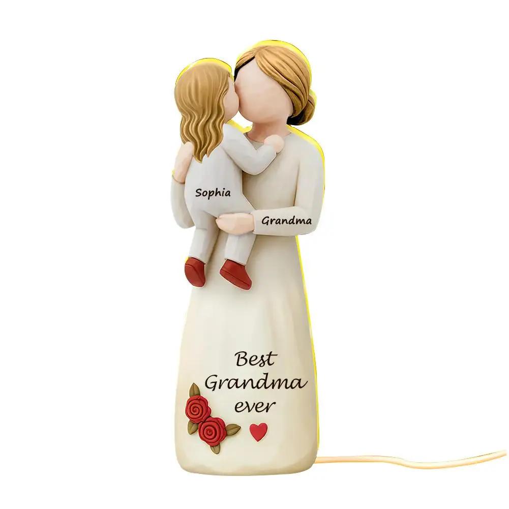 

Personalized Decorative Lamp Ornament Grandmother Holding Sign Desk Sign Decorative Acrylic Grandchild Christmas Gift S2X7