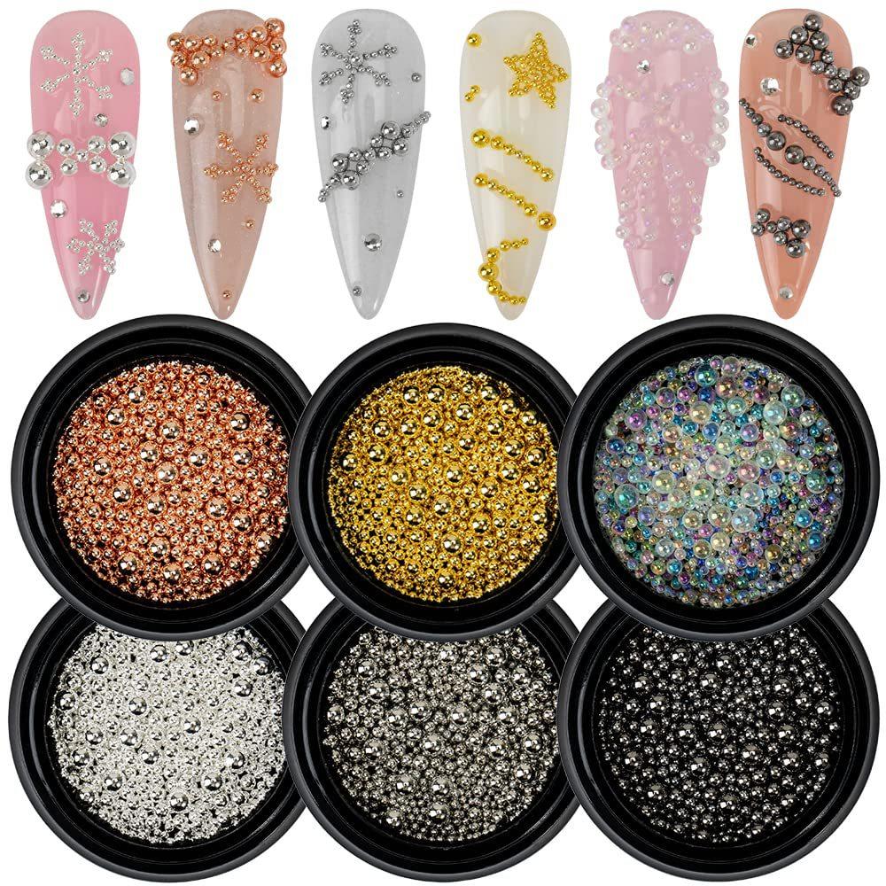 1mm Mini Nail Art Steel Beads Large Round Nail Beads Metal Silver Mixed Sizes DIY Accessories