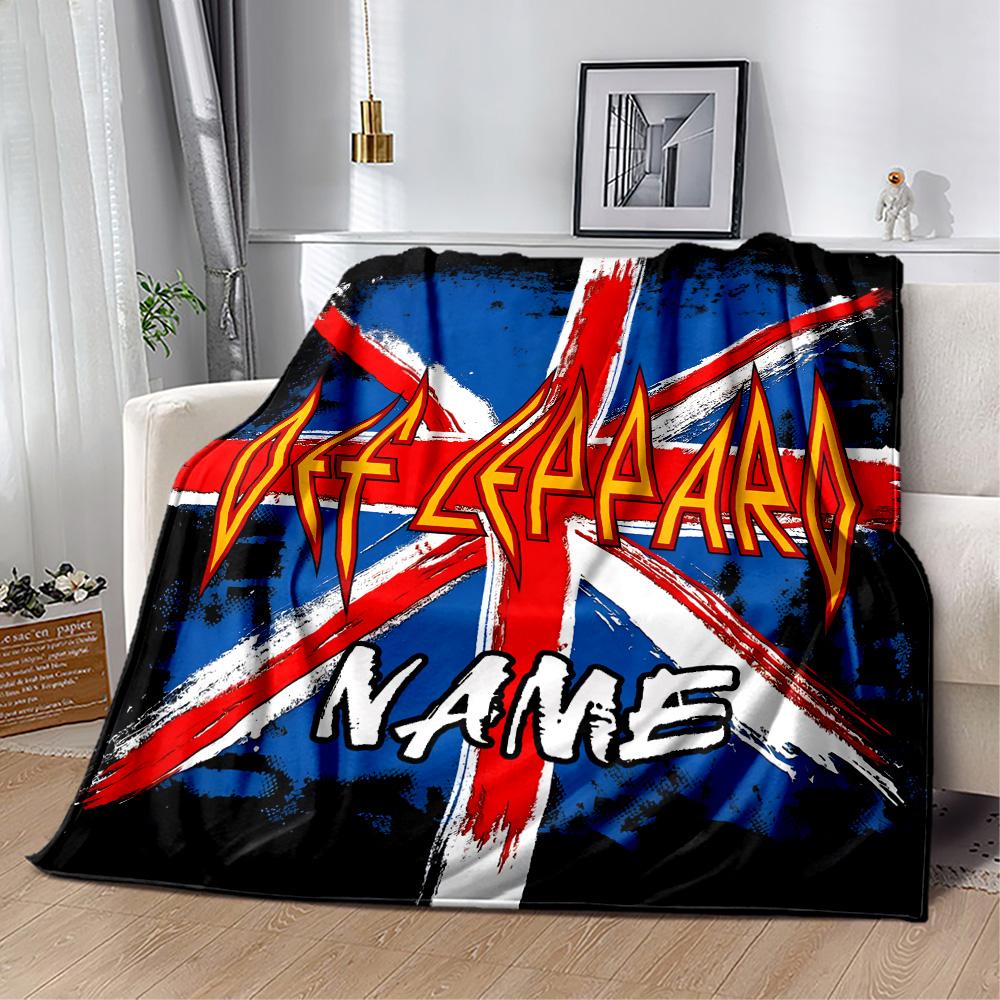 Def Leppard Union Jack Customize Your Name Blanket Multi-purpose Customizable Blanket Warmthful Decor Perfect for Picnics Bed Home Decor Seaside