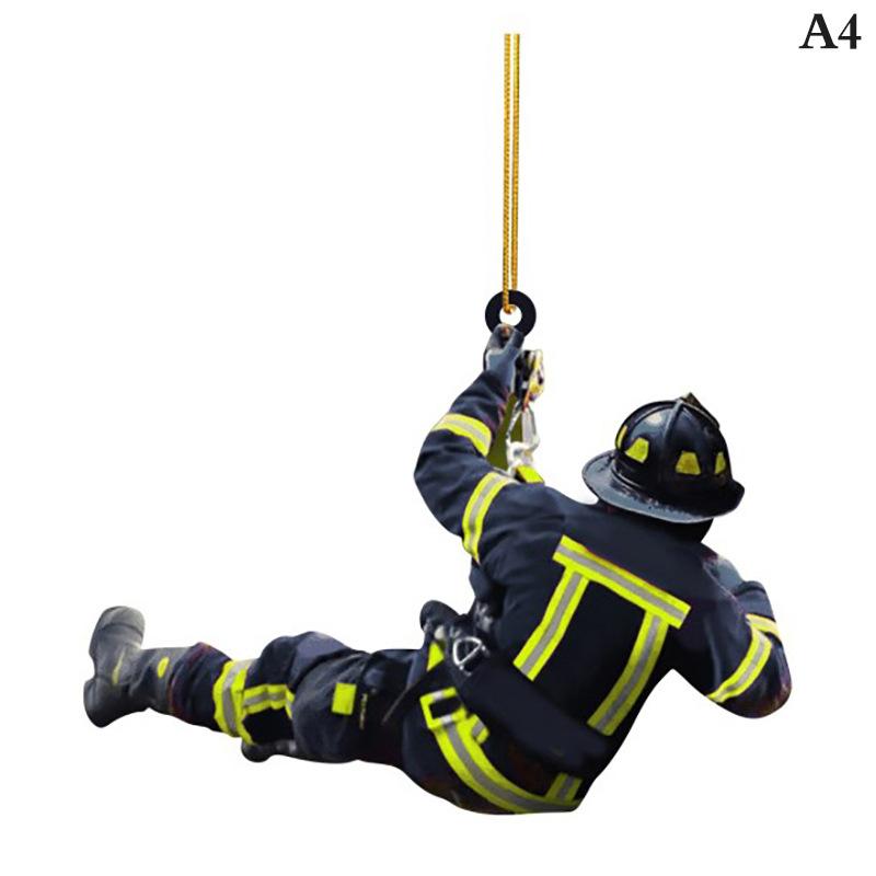 2D Christmas Firefighter Pendant Christmas Pendant Dwarf Car Pendant Statue Craft Party Accessories Decoration new year 2025
