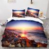 Beach Ocean Duvet Cover Set Sunset Hawaiian Waves Comforter Cover Tropical Island and Sea Beach Nature Polyester Bedding Set