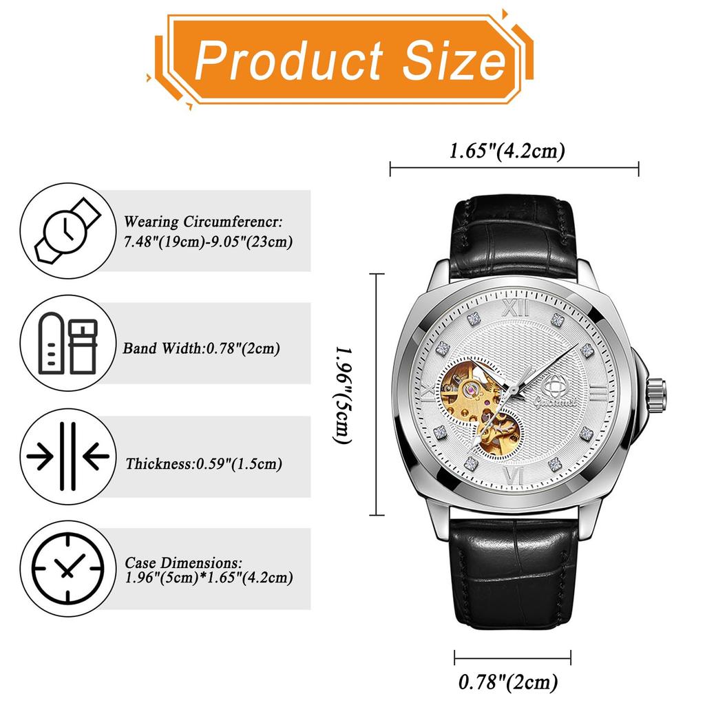 Men's Automatic Watch with Genuine Leather Strap, Waterproof, Antique Style, Analog, Fashion Accessory, Perfect Gift for Valentine's Day, Christmas,