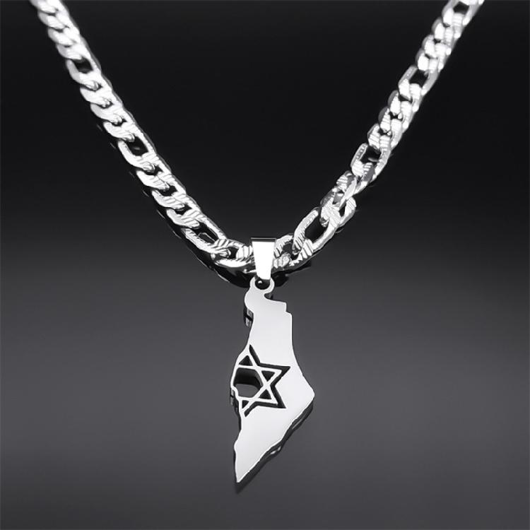 Israel Country Map Pendant Necklace Personalized Clavicle Chain Neck Jewelry