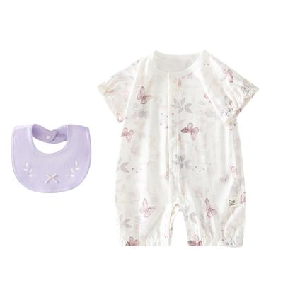 Baby Clothes for Girls and Short Sleeve Romper Coverall with Cool Baby Front Newborn Cute Animal Butterfly 80 [YIN OON] Boys, Bib, Thin, Cotton,