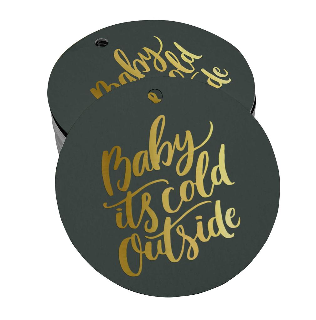 Inkdotpot Real Gold Foil Baby It's Cold Outside Baby Shower Tags Favor Hang Paper Tags 100