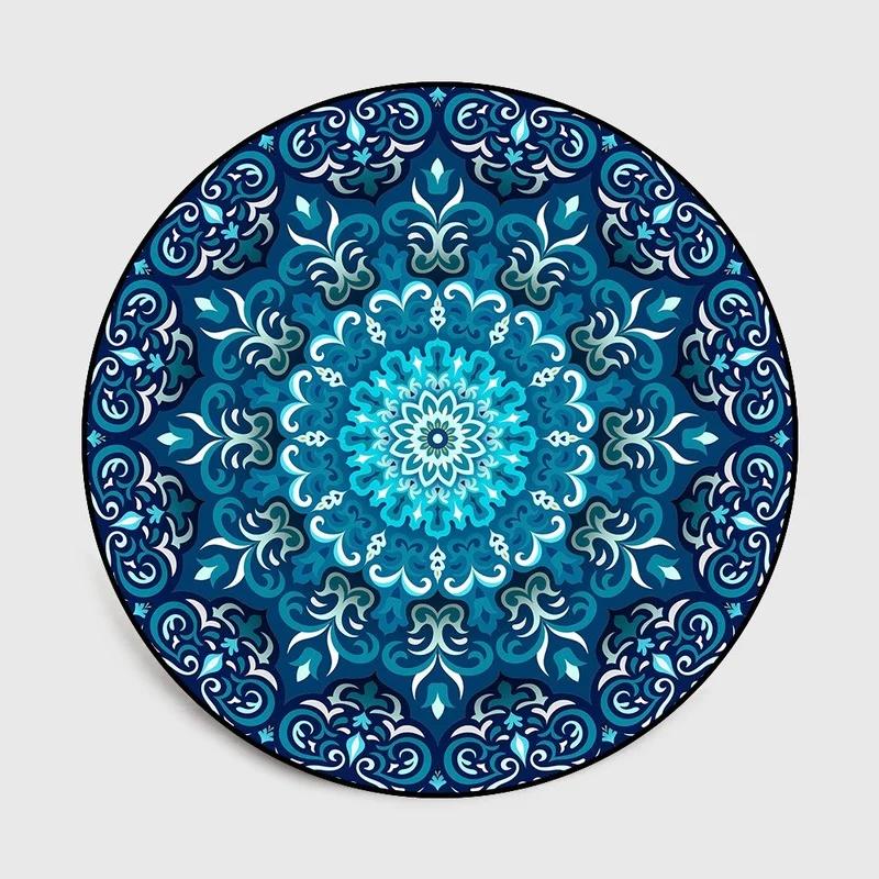 Bohemia Mandala Round Carpet Living Room Geometric Ethnic Flowers Bedroom  Anti-slip Vintage Floor Mat Home Decoration