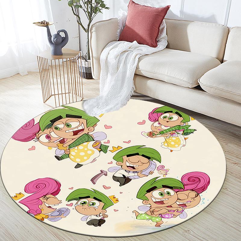 The Fairly OddParents2 Round Area Rug,Carpet Rug for Living Room Bedroom Sofa Playroom Decor,Non-slip Floor Mat
