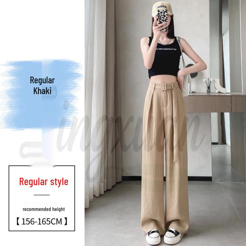 

2026 Summer Ice Silk Linen Wide-Leg High-Waist Pants - Thin, Floor-Length Yamamoto Style for Women S