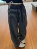 2026 European Striped Fleece-Lined Wide-Leg High-Waist Floor-Length Women's Trousers