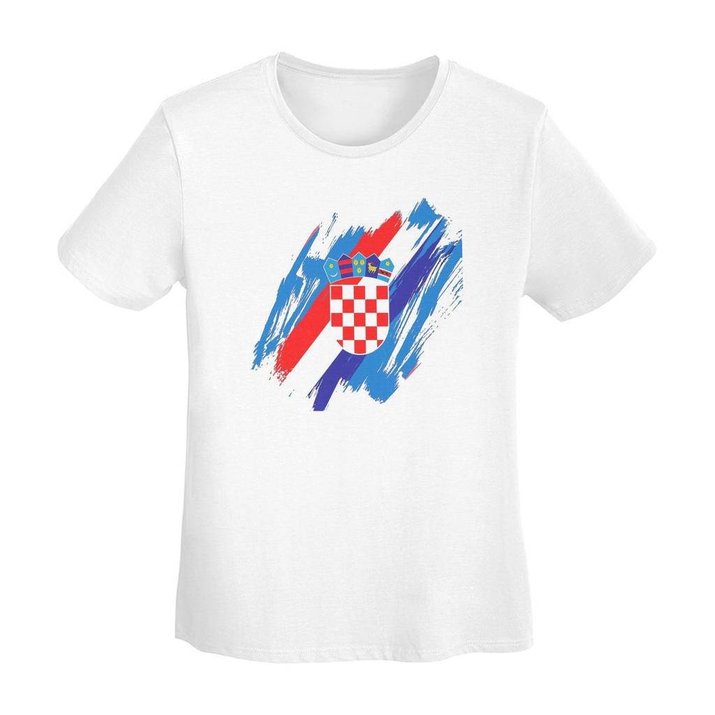 Croatia Football Flag TShirt Women Short Sleeve T Shirts ONeck Clothes Cotton Summer Tees Streetwear
