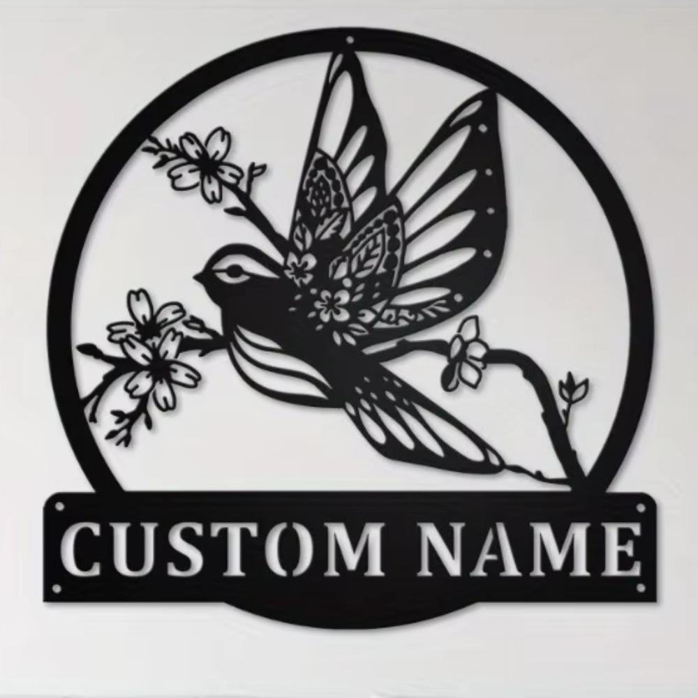 Custom Metal Wall Art, Bird Shape Matte Finish, Personalized Home Decor, Reusable Gift